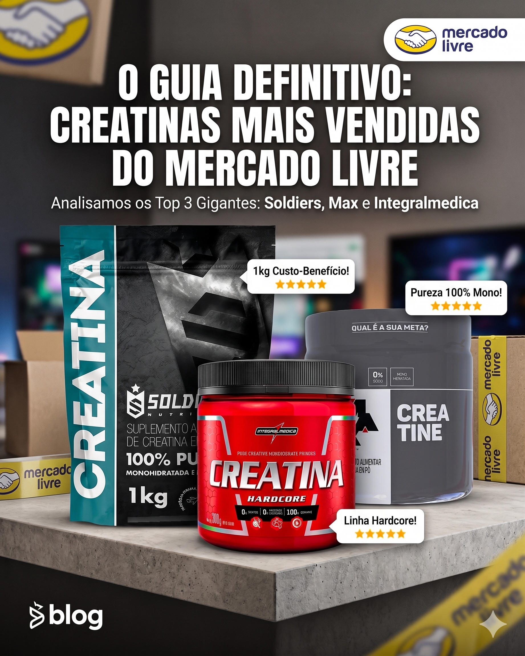 As 3 Marcas Mais Vendidas de Creatina no Mercado Livre